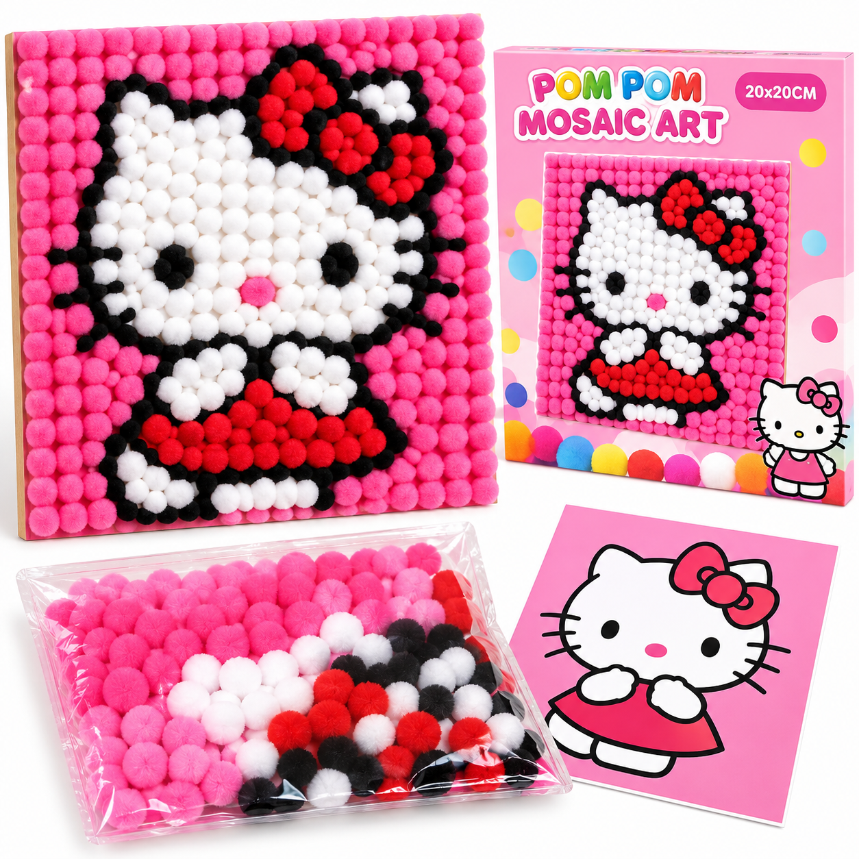 Pom-pom Mosaic Art/ Hello Kitty