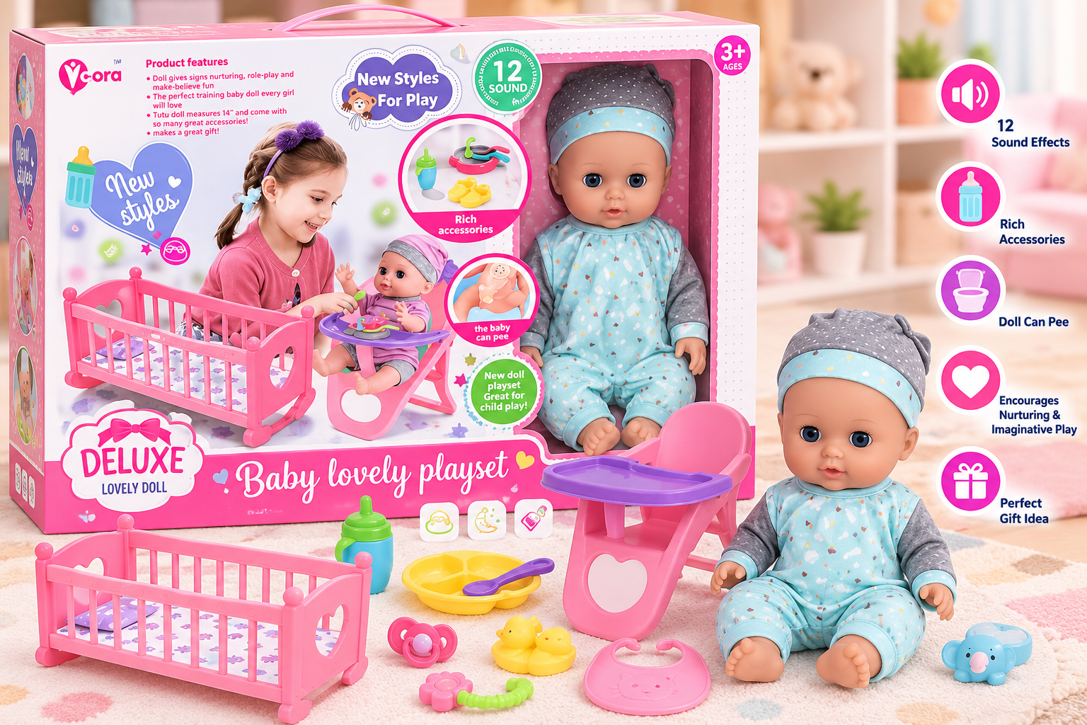 Deluxe Lovely Baby Doll Playset