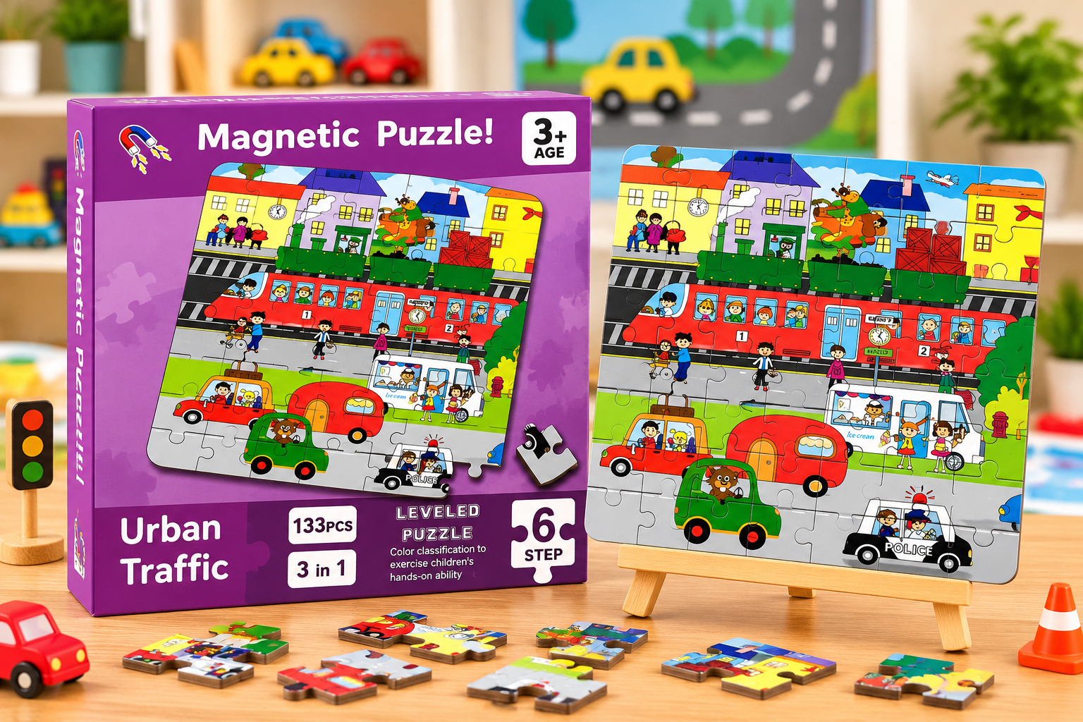 3 in 1 magnetic puzzle - Traffic