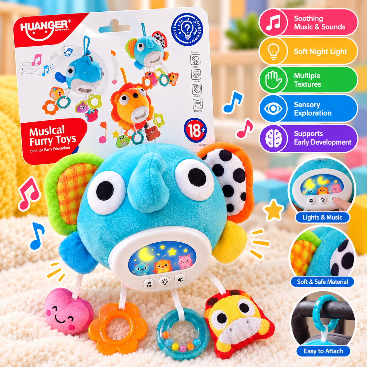 Musical Furry Toy - Blue